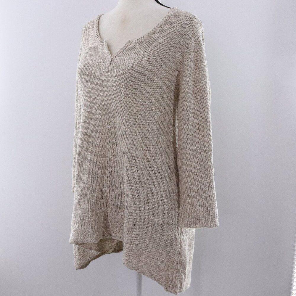 Habitat | Linen Cotton V Neck Tunic Sweater Medium